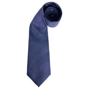 Guy Laroche Vintage Made in USA Silk Navy Blue Pink Polka Dot Tie